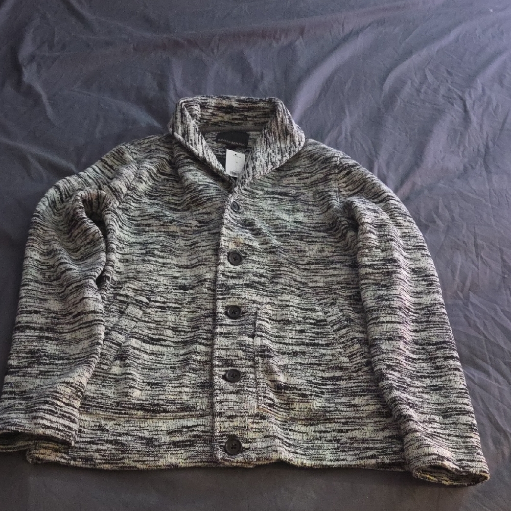 Banana Republic Marled Black and Gray Cardigan